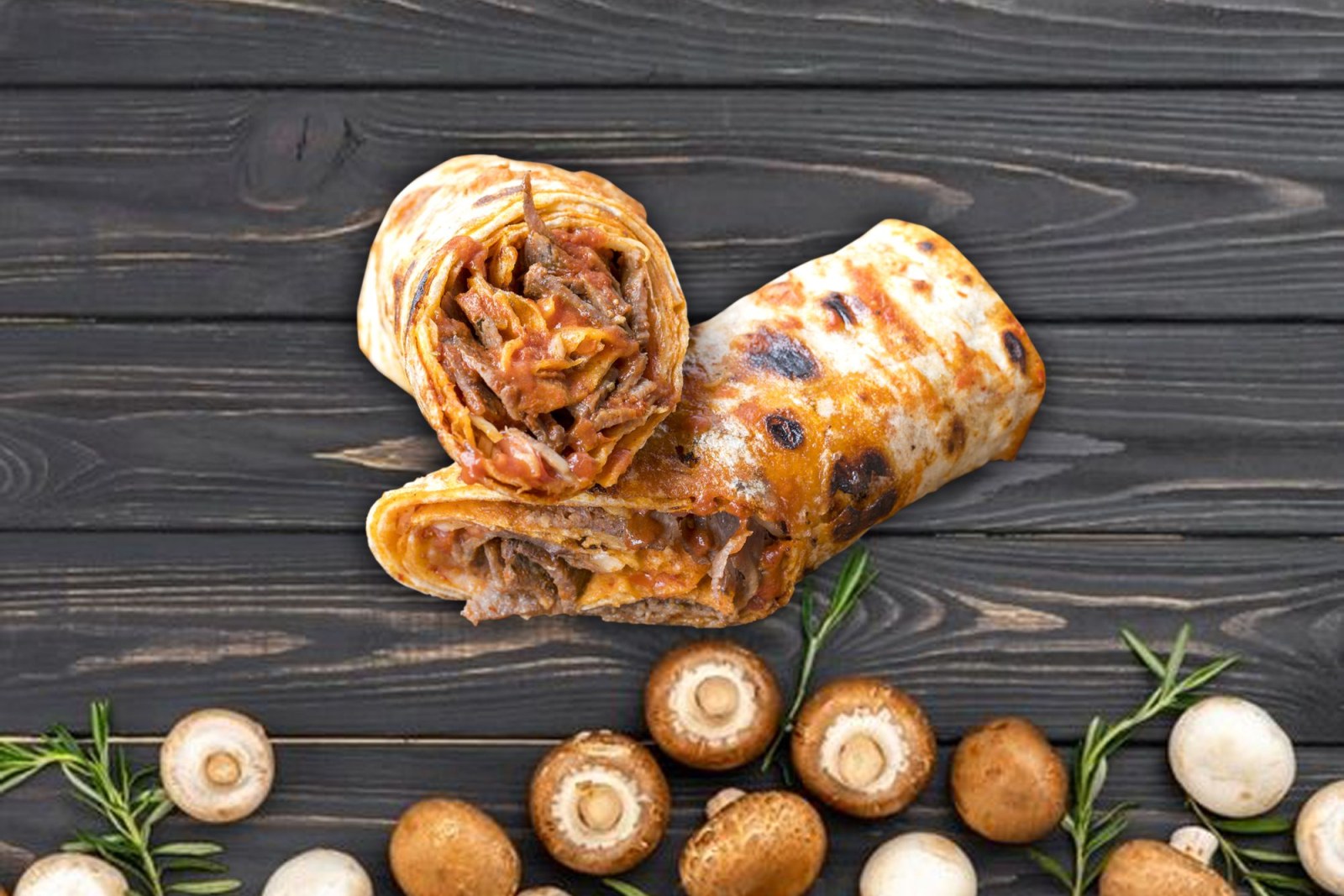 Yarım Mantarlı Et Döner Dürüm