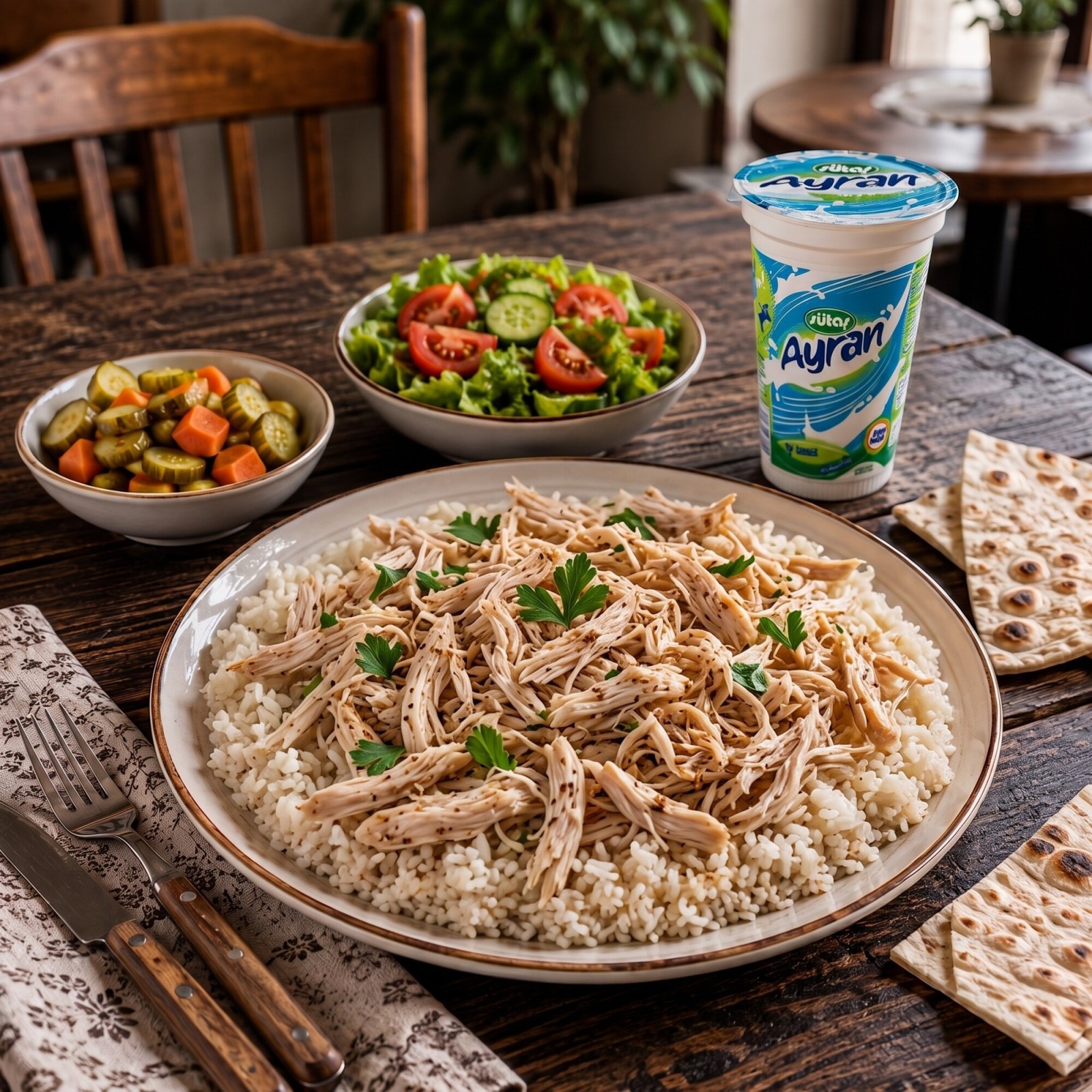 Tavuklu Pilav + Ayran Menü