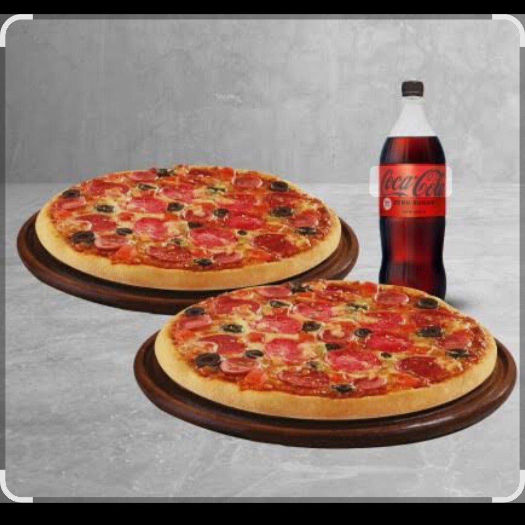 2 Orta Boy Pizza 1 Litre Kola