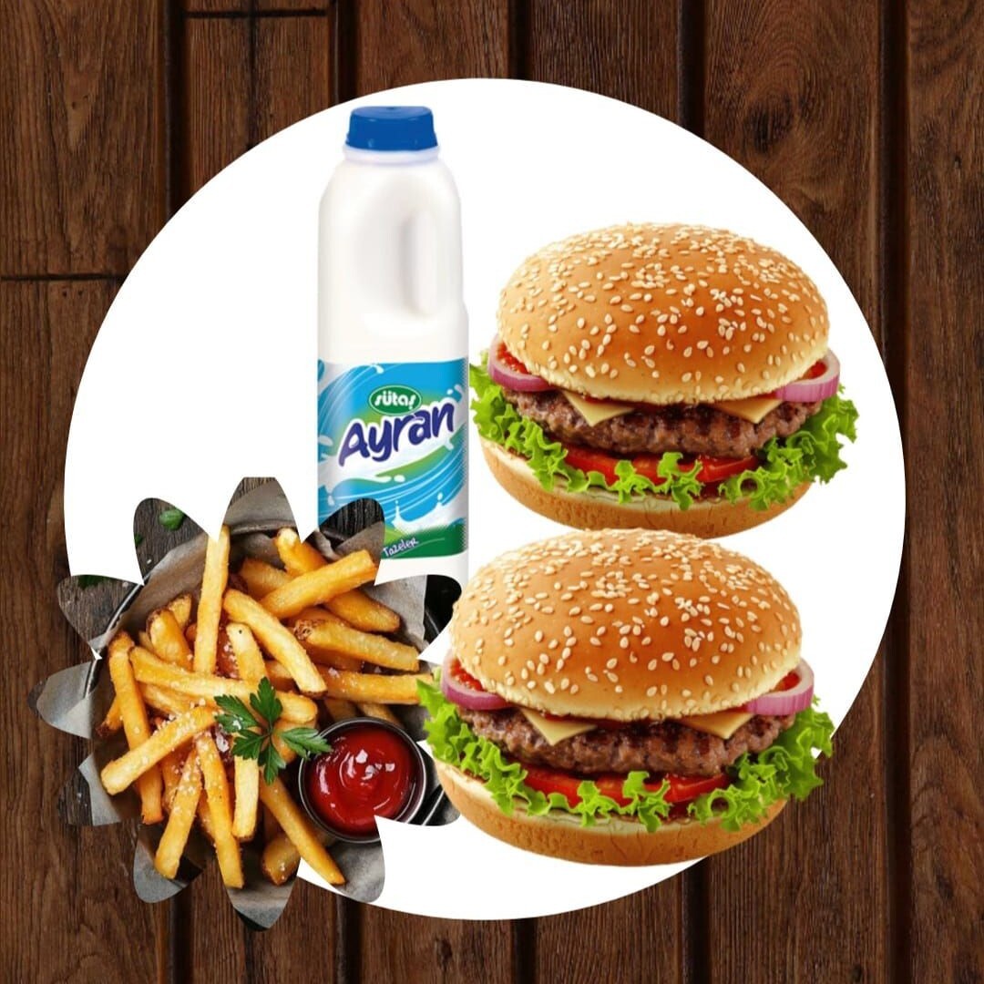 İkili hamburger menü ayranlı