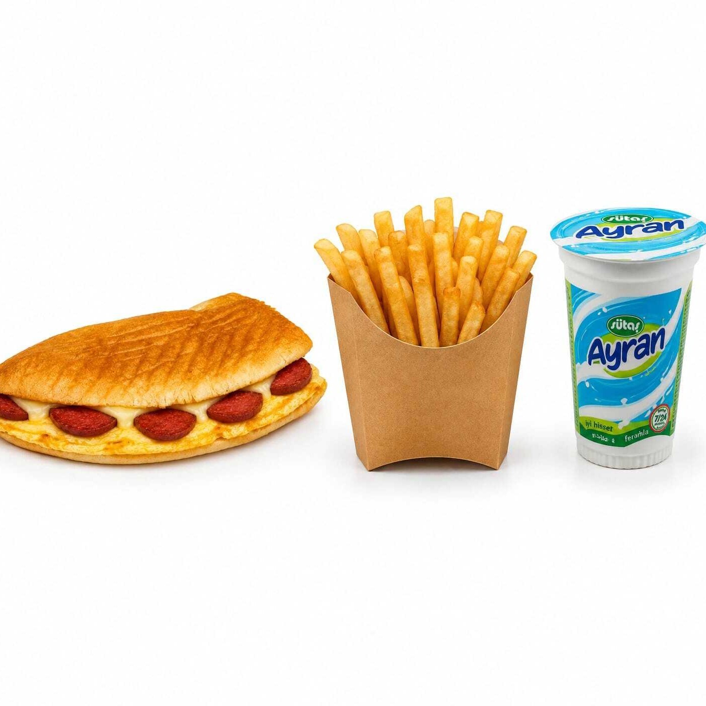 Yarım Ekmek Yumurtalı Karışık Tost Menü
