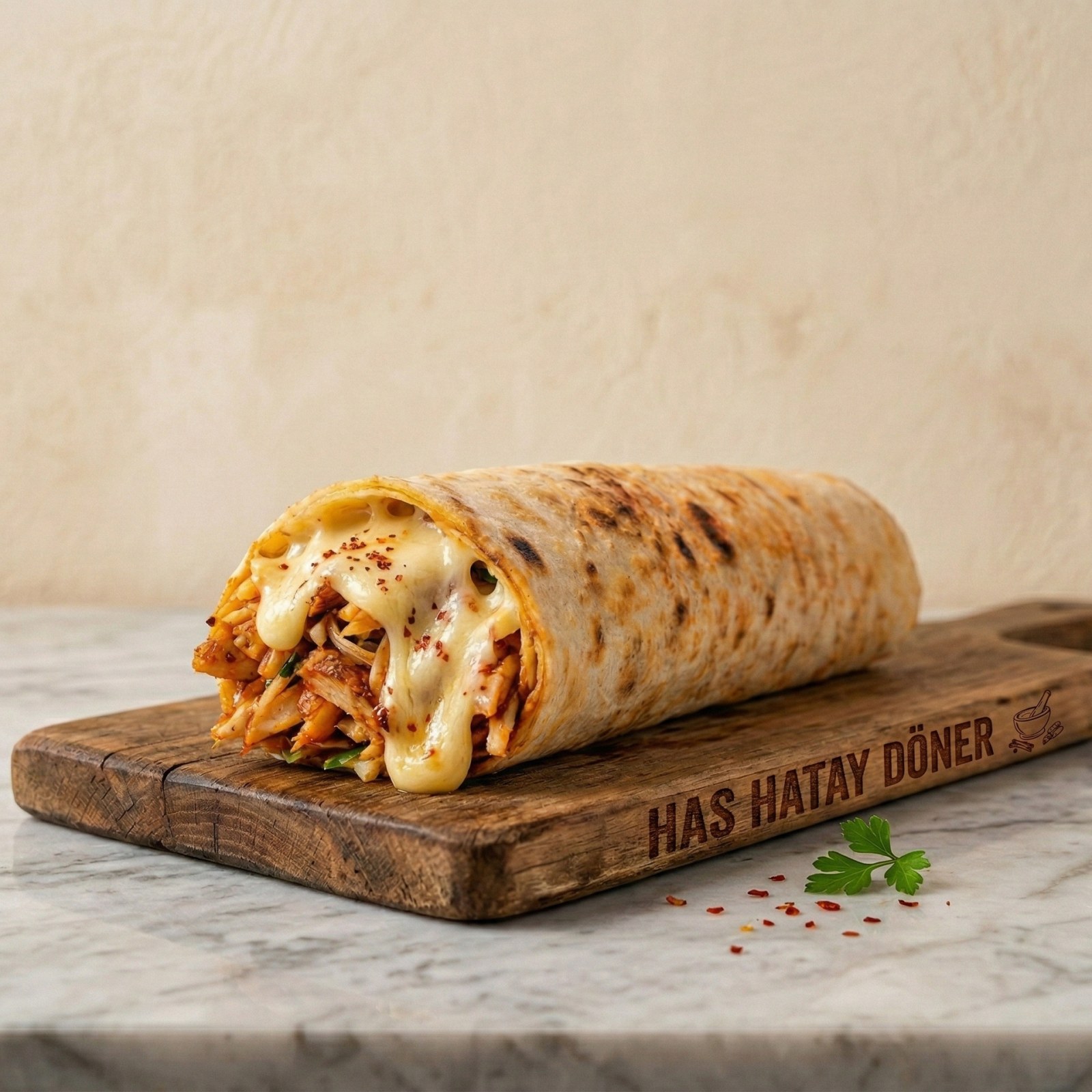 Hatay Usulü Kaşarlı Tavuk Döner Dürüm
