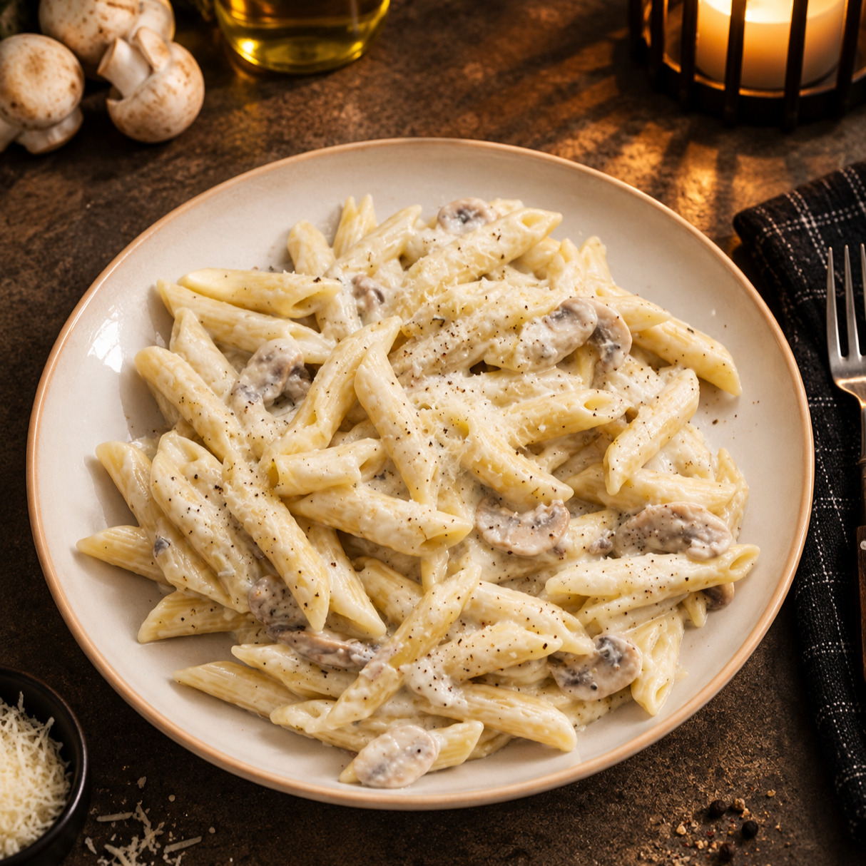 Mantarlı Kremalı Penne