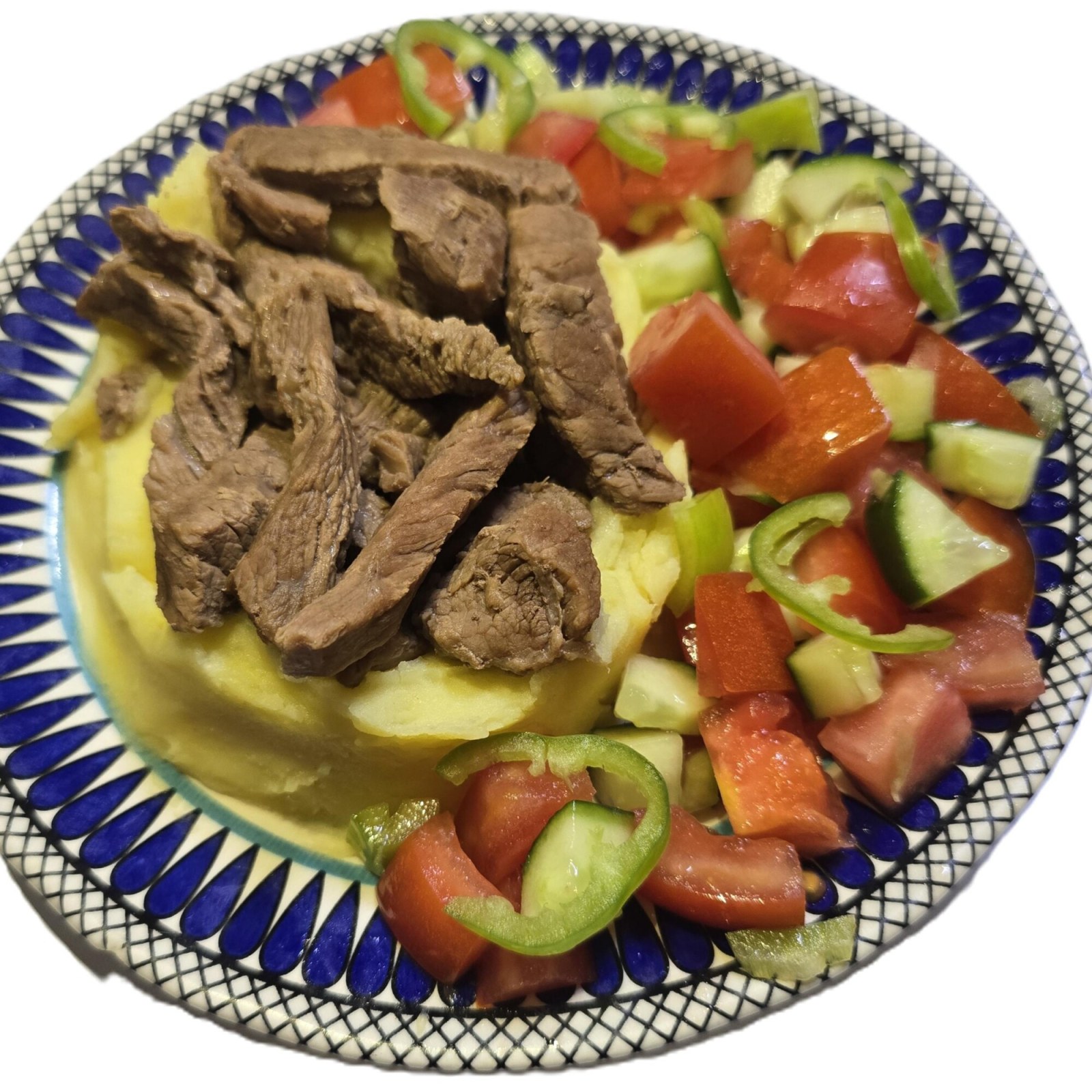 Püre üstü Kavurma ve Çoban salata