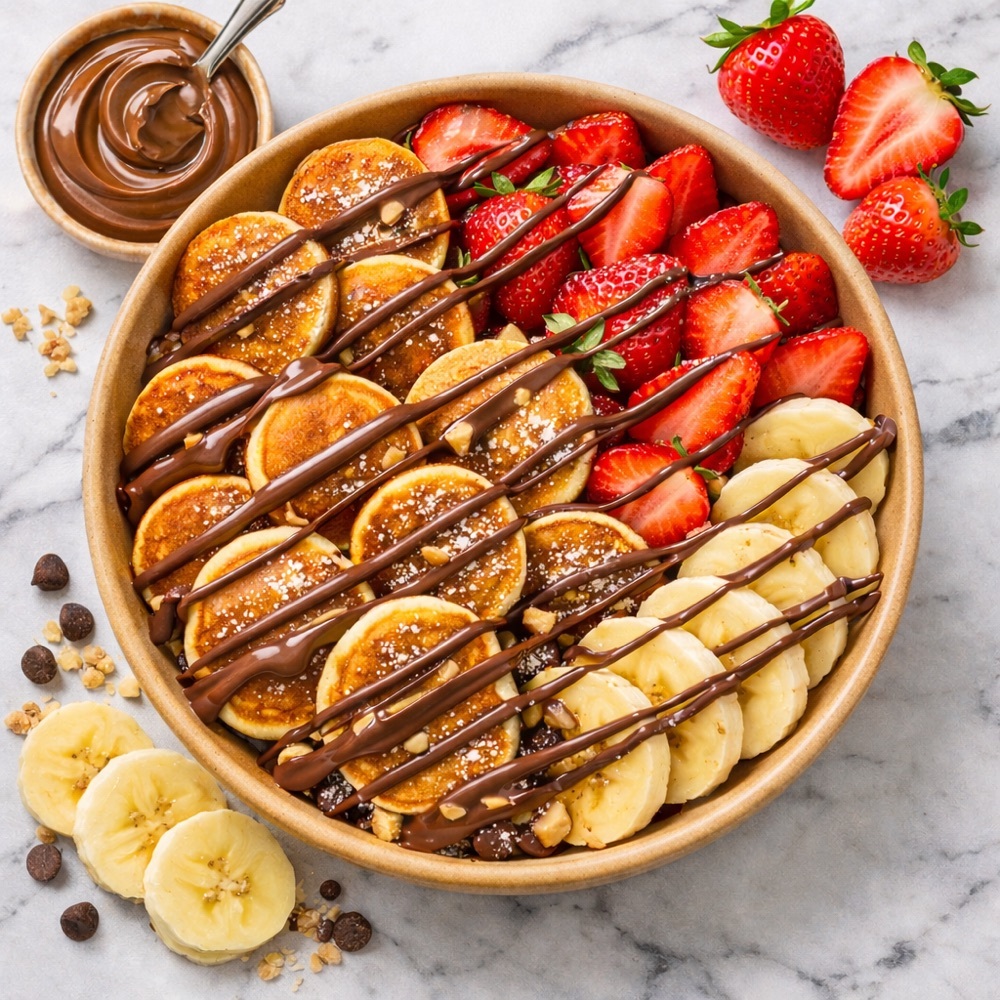 Mini Pancake Çilek- Muz- Çikolata Sos