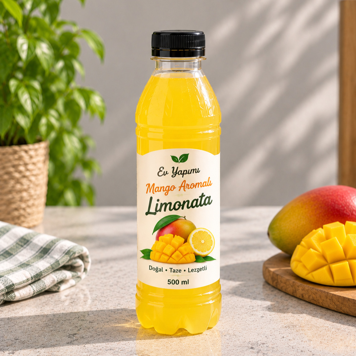 Ev Yapımı Mango Aromalı Limonata 500 Ml