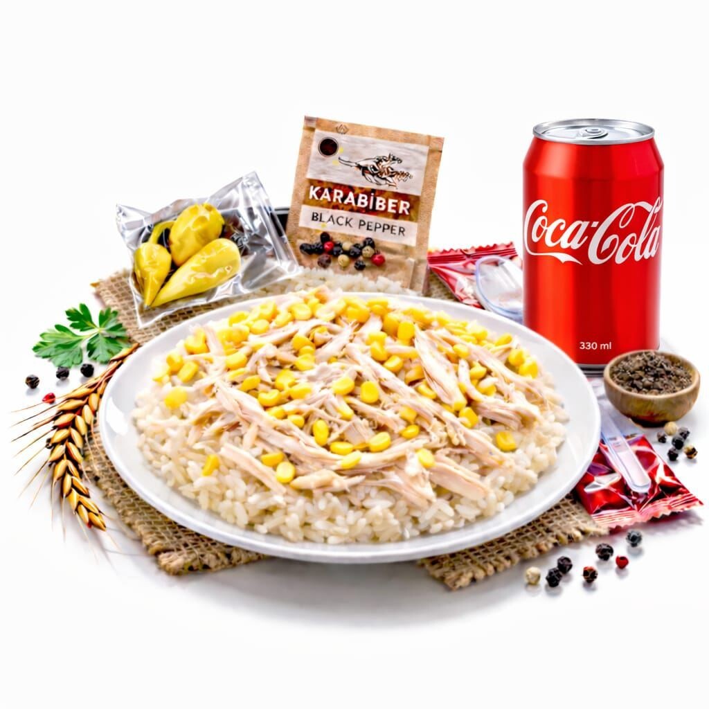 Tavuklu Mısırlı Pilav 400 gr + Coca Cola [330 ml]