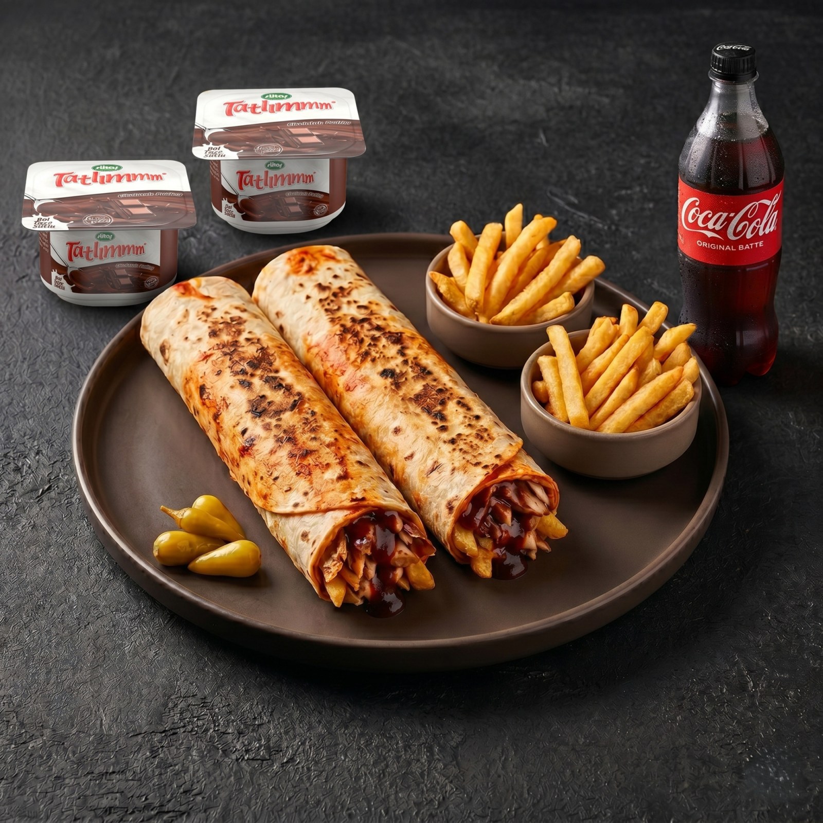 2'li Barbekü Soslu Tavuk Döner Dürüm Menü (100 gr.)