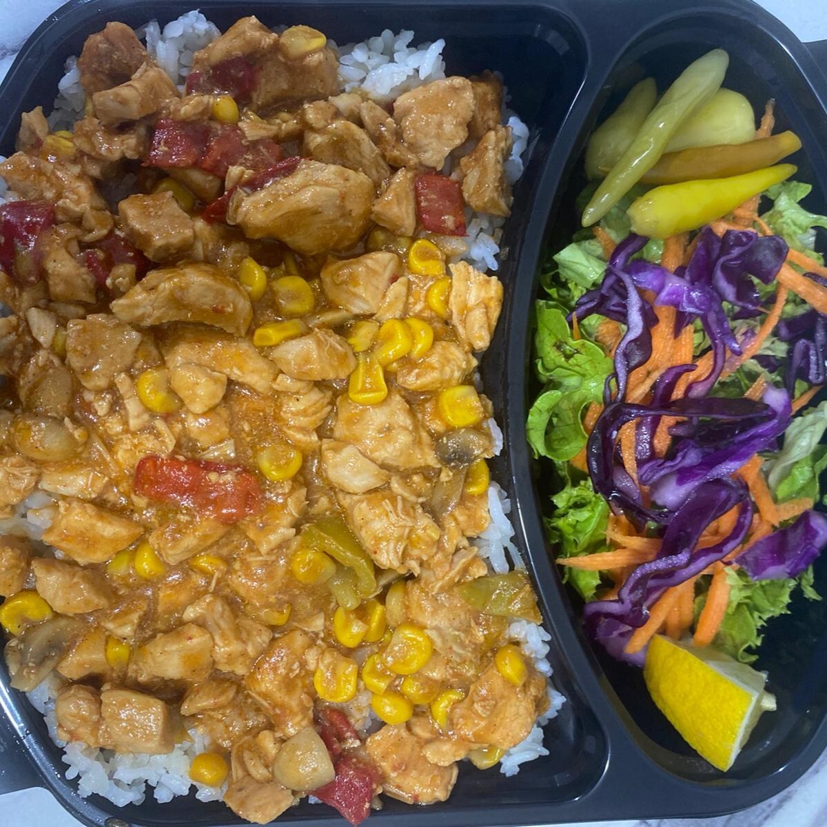 Double Barbekü Soslu Tavuklu Pilav