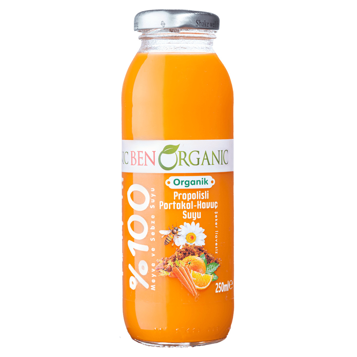BenOrganic Organik Propolisli Portakal ve Havuç Suyu 250ml