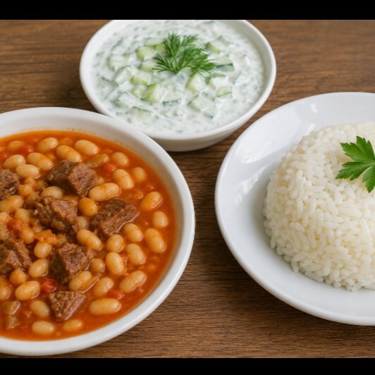 Menü Etli Kuru Fasulye & Pilav & Cacık