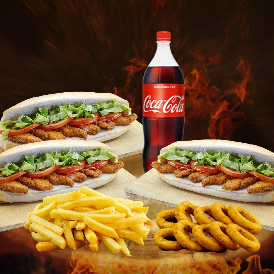 3'lü Ekmek Arası Çıtır Tavuk Menü