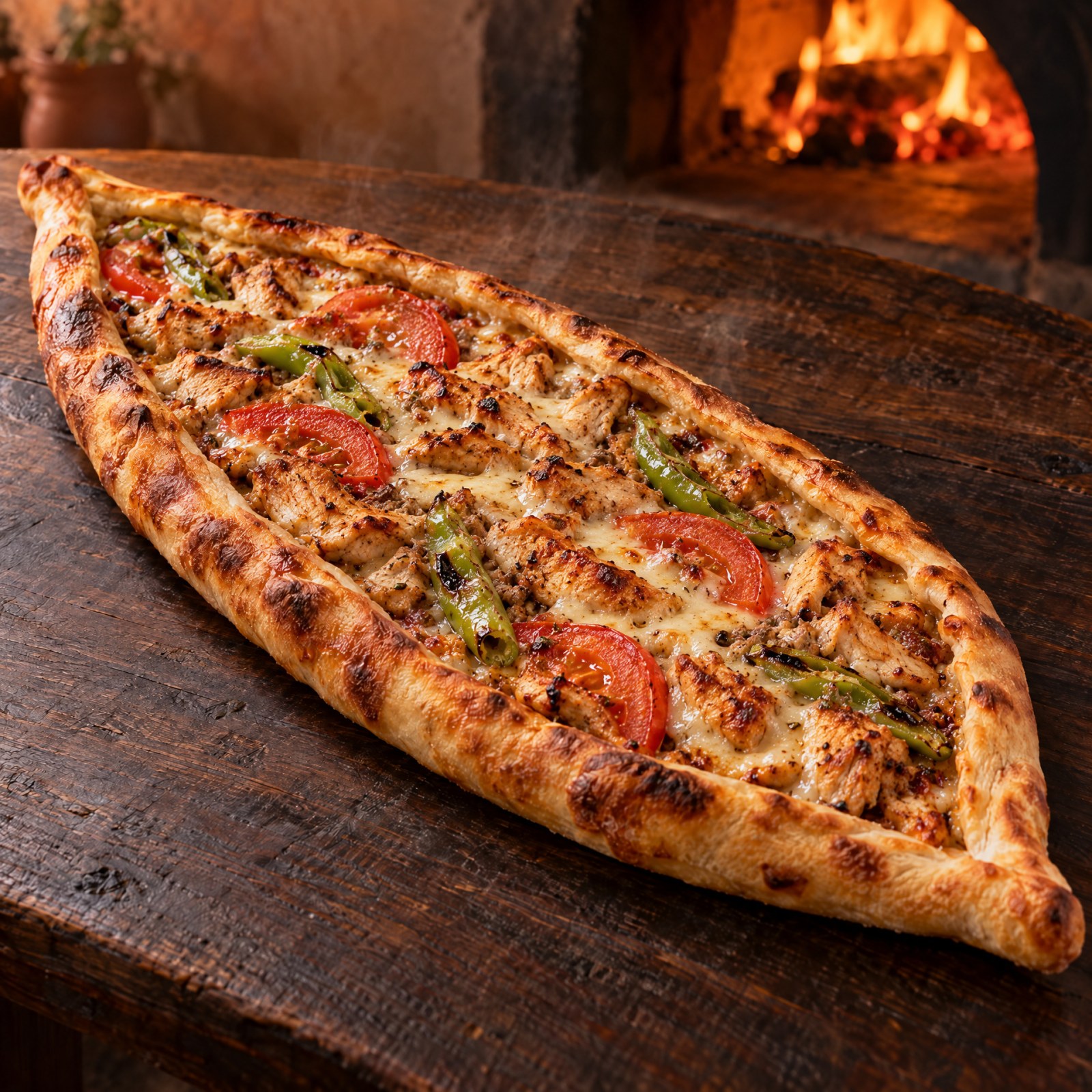 Tavuklu Kaşarlı Pide