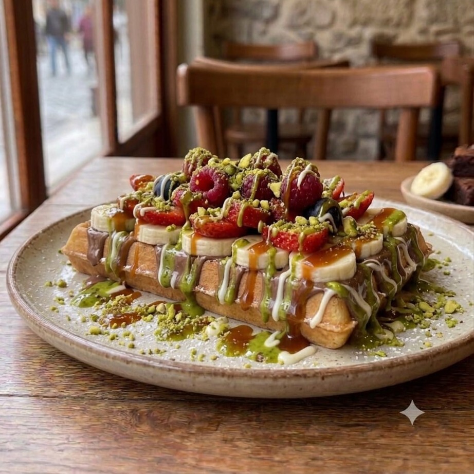 Karamel & Fıstık Waffle (Büyük Hamur )