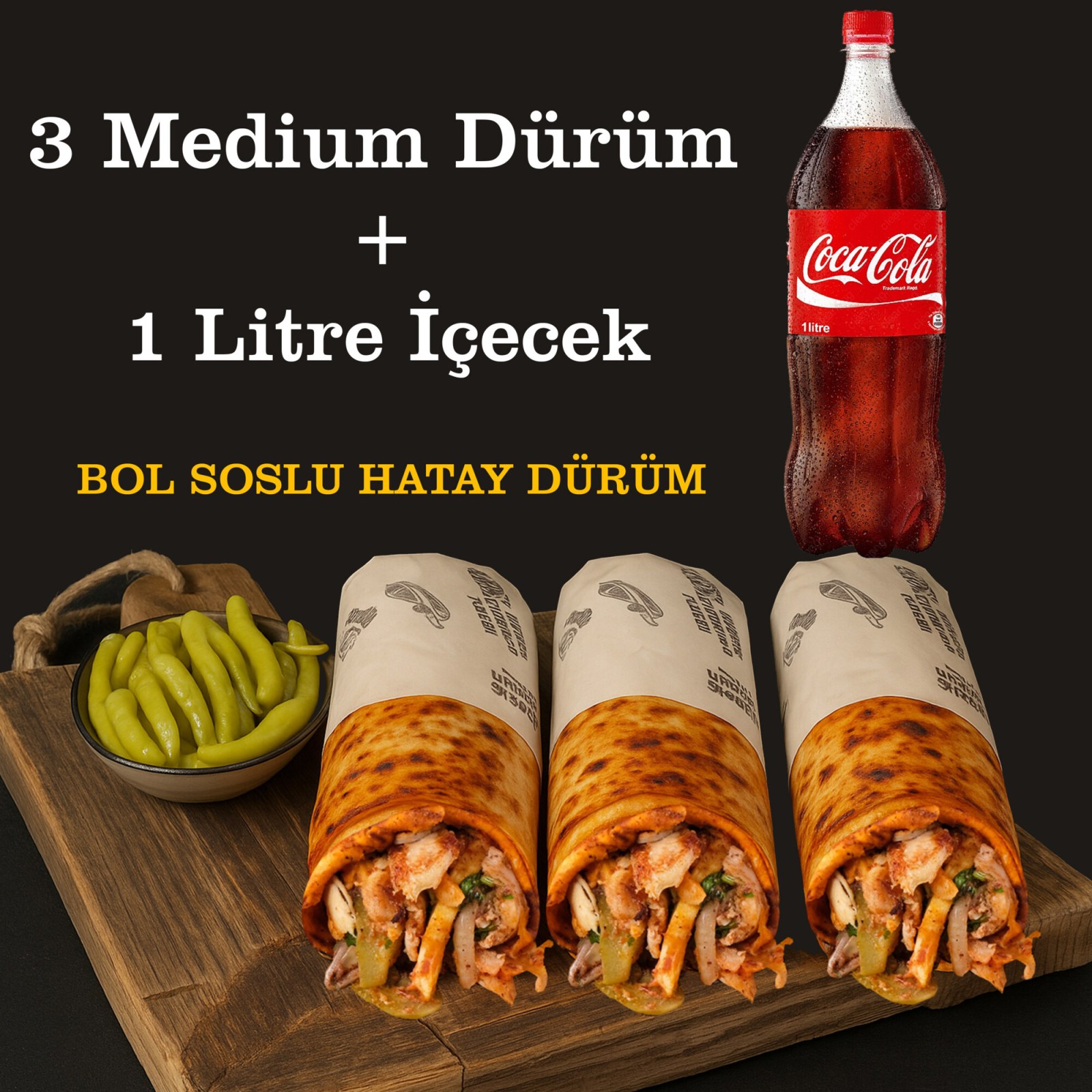 3'lü Derbi Menü ( Medium ) + 1 Litre İçecek