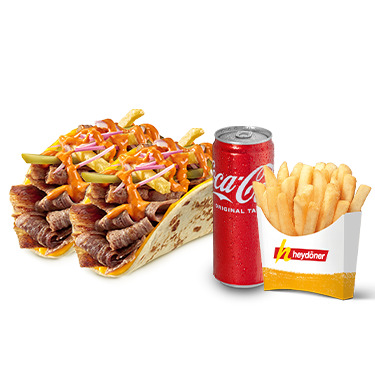 2Li Hey Tako Et Döner + Patates Kızartması(Küçük) +Coca Cola (33 cl.)