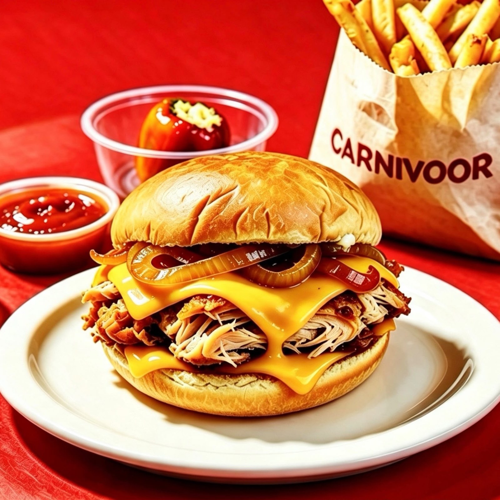 Kemiksiz Kanat Cheese Burger ve Patates Kızartması