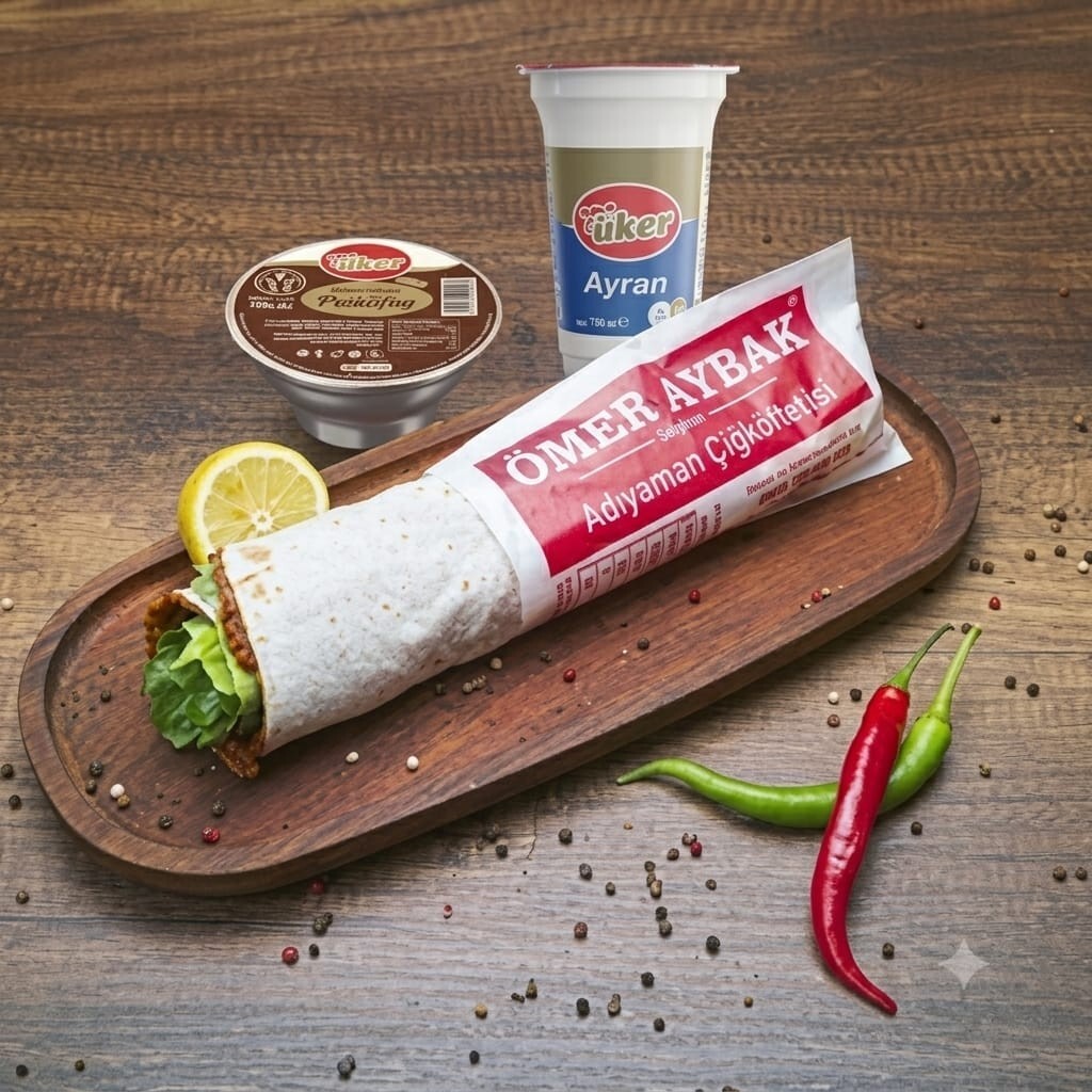 Doritoslu Çiğ Köfte Zurna [200 gr] + Ayran [170 ml]+ Eker Tatlı Çeşitleri [100 gr]