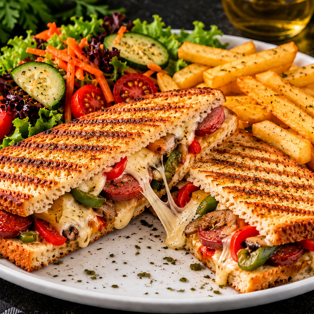 Karışık Sebzeli Kaşar Sucuklu Tost