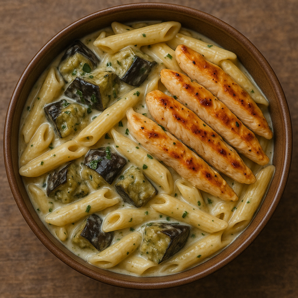 Kremalı Köz Patlıcanlı Penne Makarna