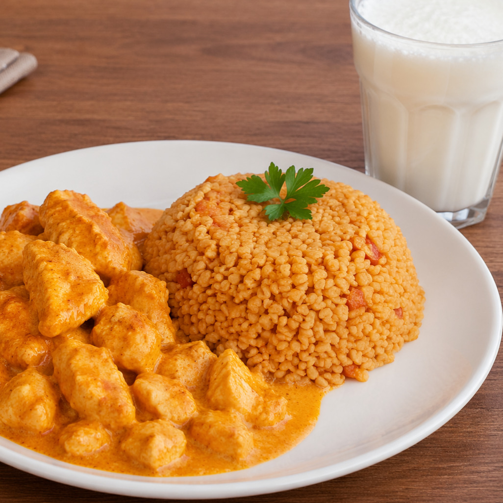 Soslu Tavuk+ Pilav+salata+Ayran
