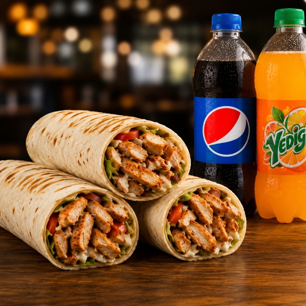 Aile Menüsü 3 Ad Tavuk Dürüm + (1 Lt Pepsi & Yedigün)