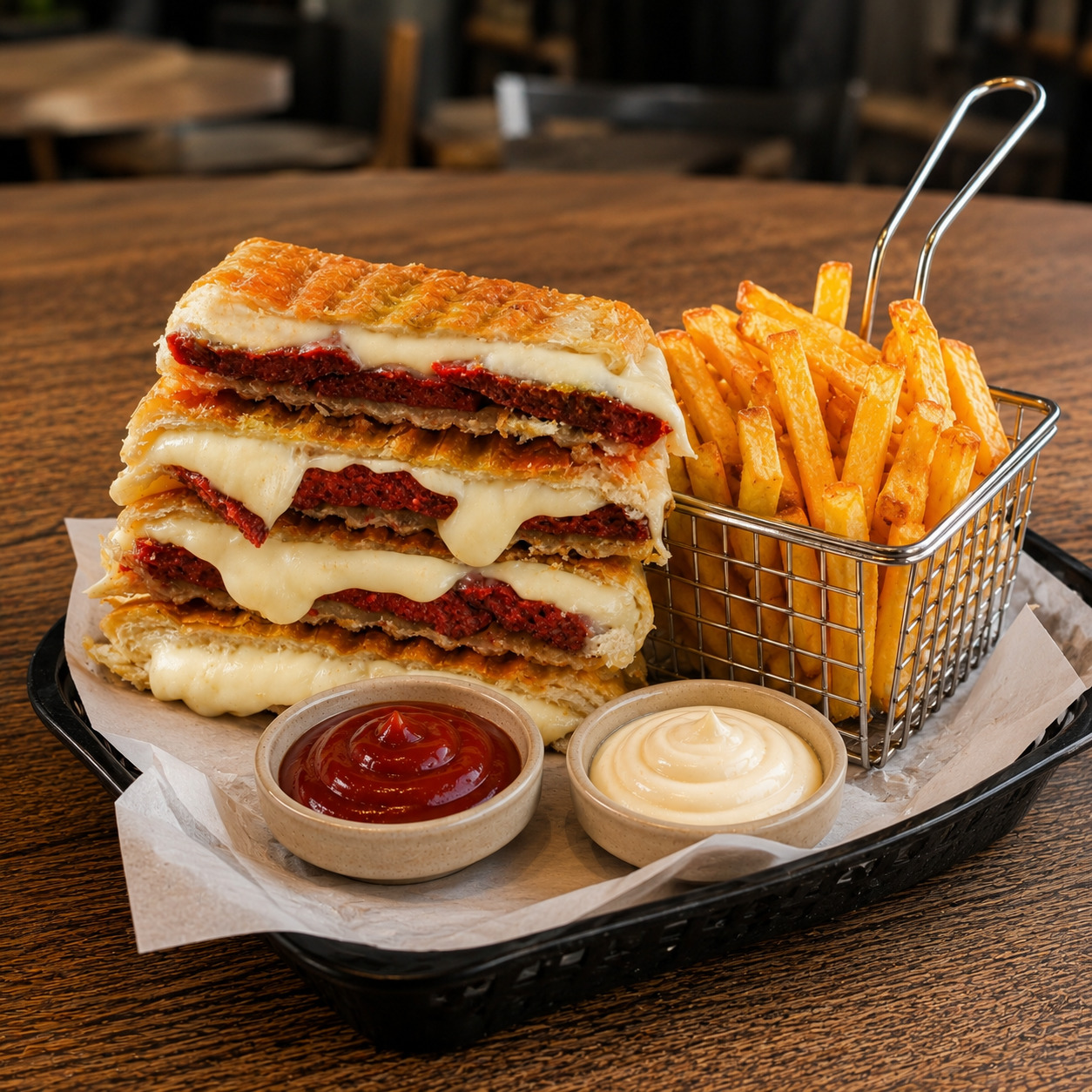 (Menü 1) - Sucuklu Kaşarlı Tost (Büyük Somun )