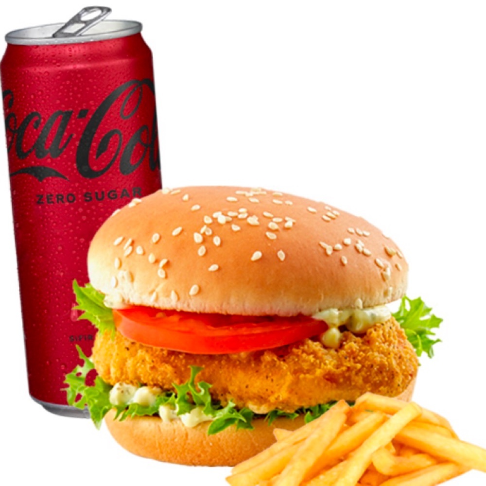 Tavuk Burger Menü (Büyük Boy)
