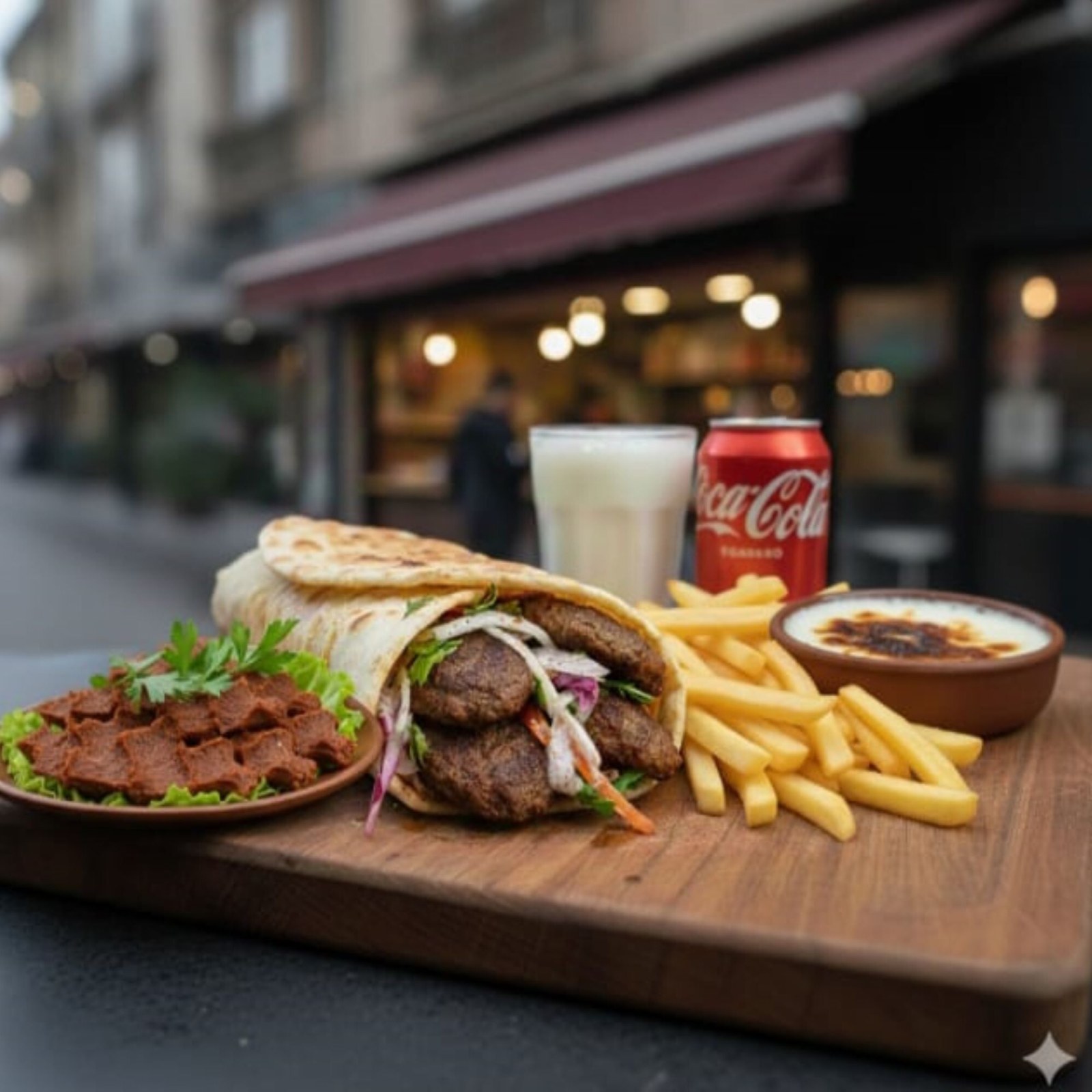 Köfte Dürüm Smal + Patates Kızartması+ Tatlı + Çiğ Köfte + Seçeceğiniz İçecek