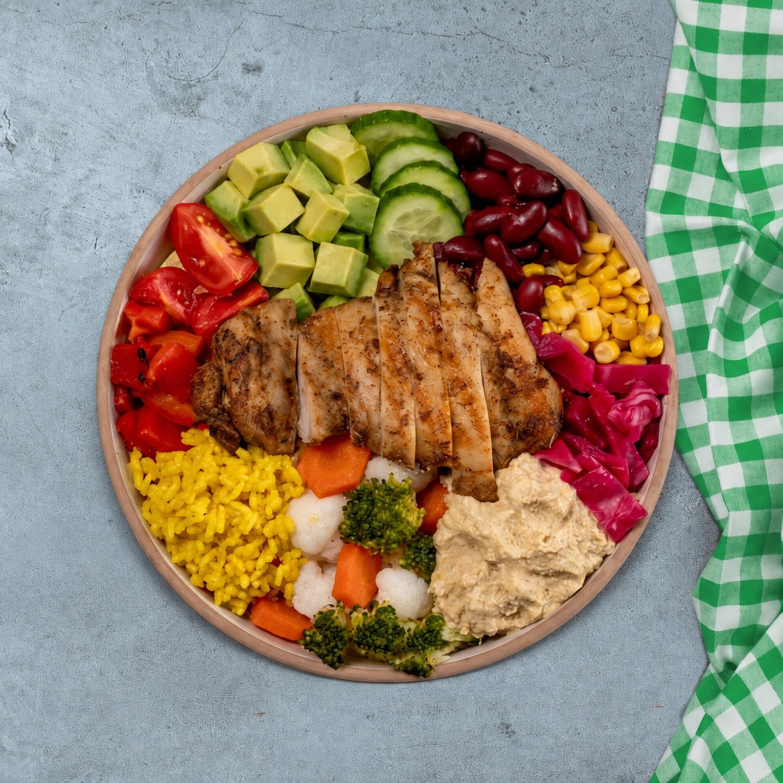 Humuslu Tavuk Pirzolalı Çeşit Bowl