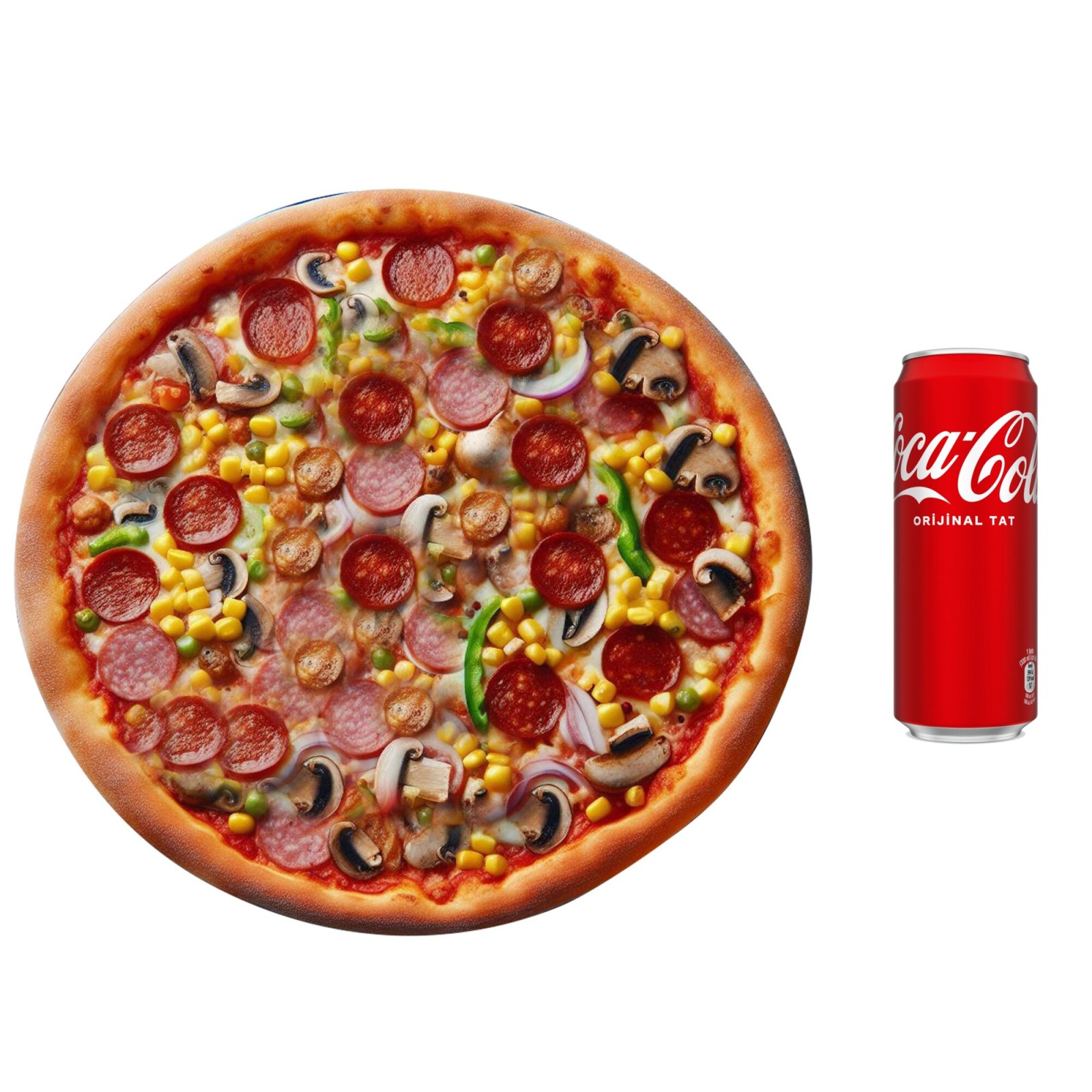 1 Orta Boy Karişik + Kutu Cola
