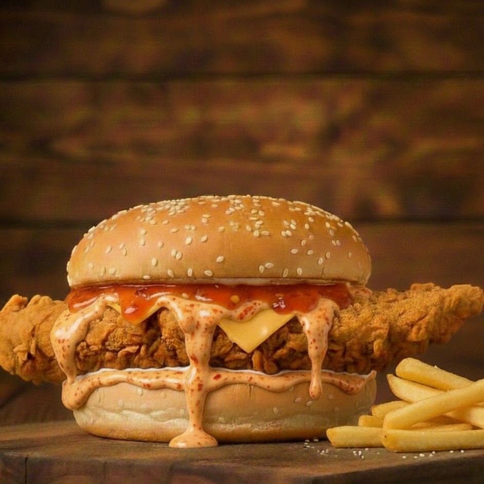 Acılı Tavuk Burger & Patates