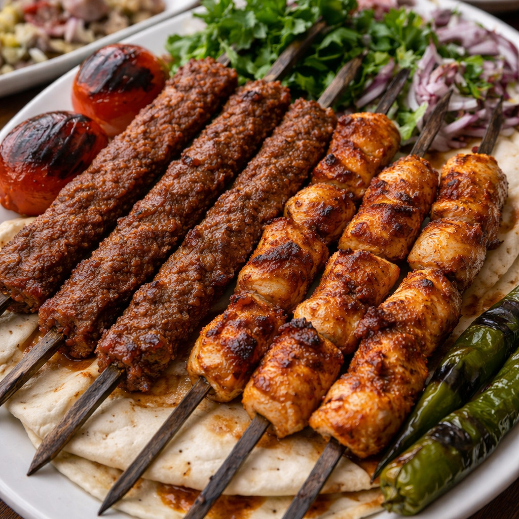 3 Şiş Adana 3 Şiş Tavuk Salata Pilav