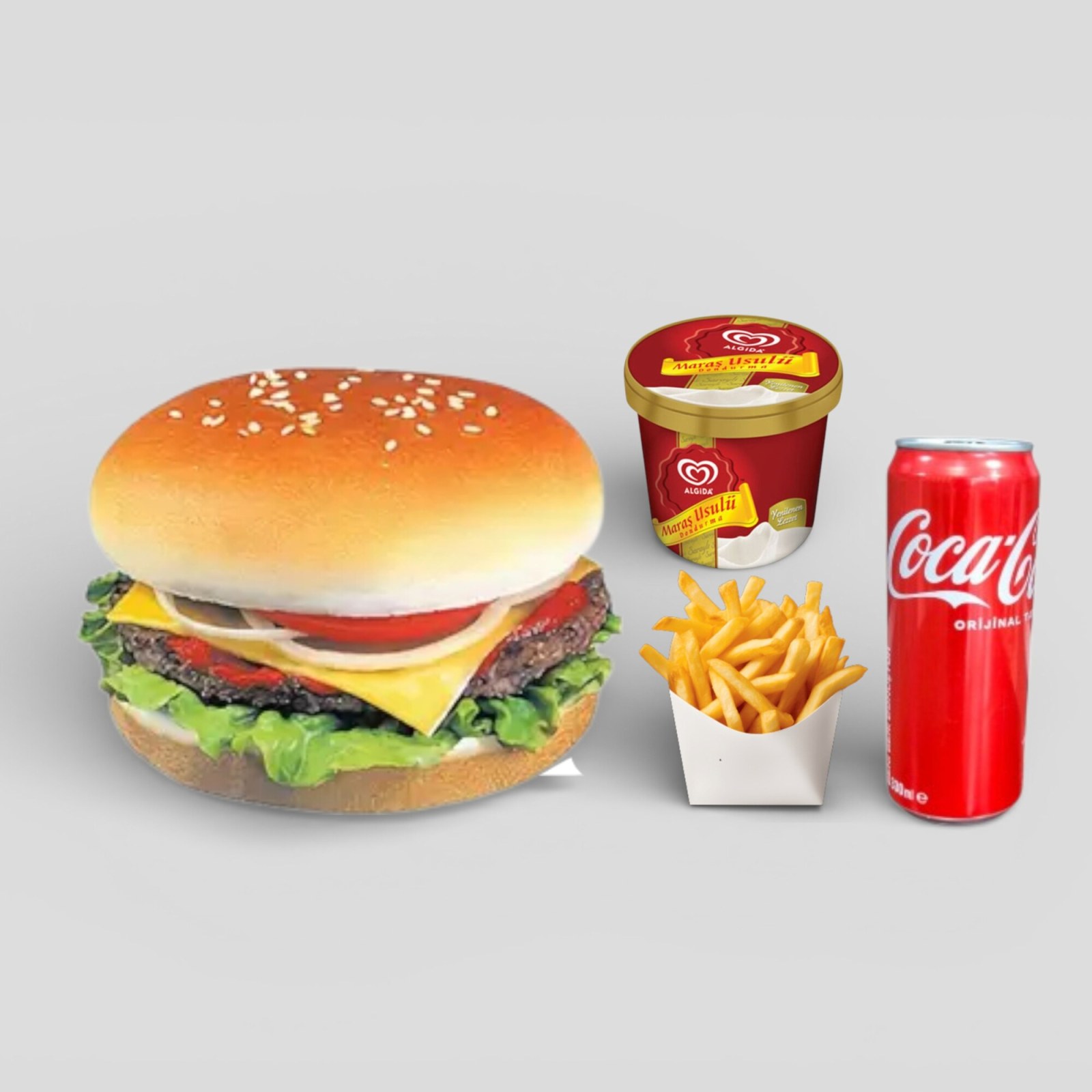 Coca Cheese Burger Menü