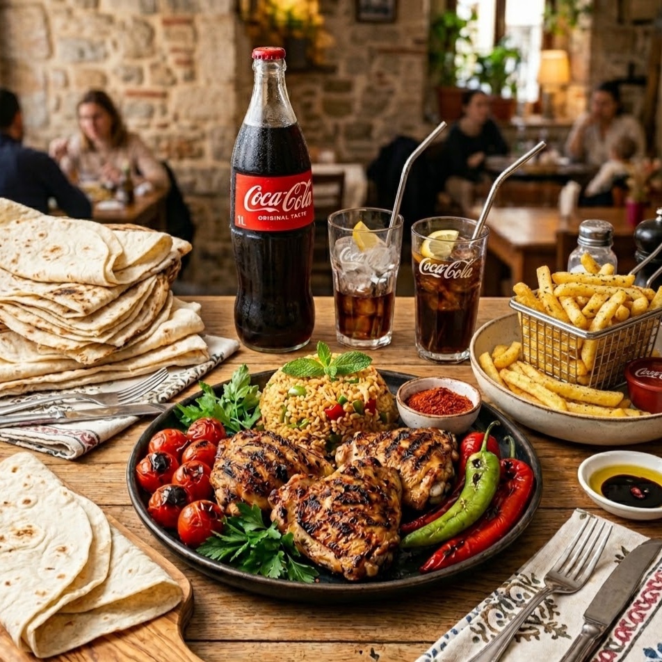 Izgara Tavuk Pirzola 4'lü Menü🍖🔥🍟🫓🥤