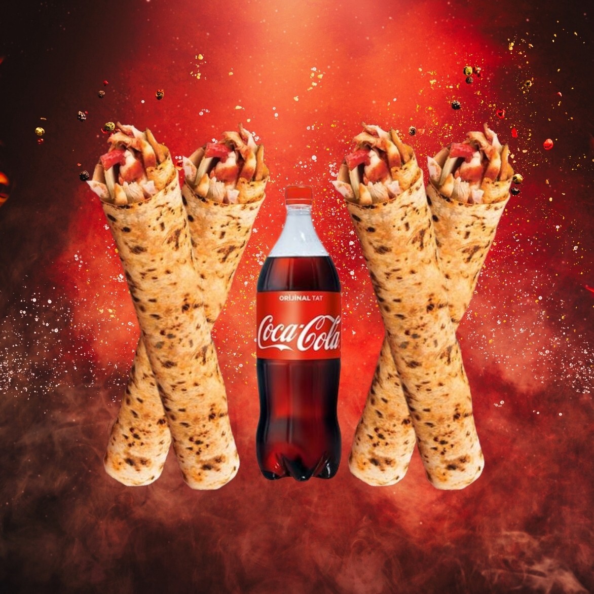 4 Adet Antakya Tavuk Dürüm+1 Lt Coca Cola