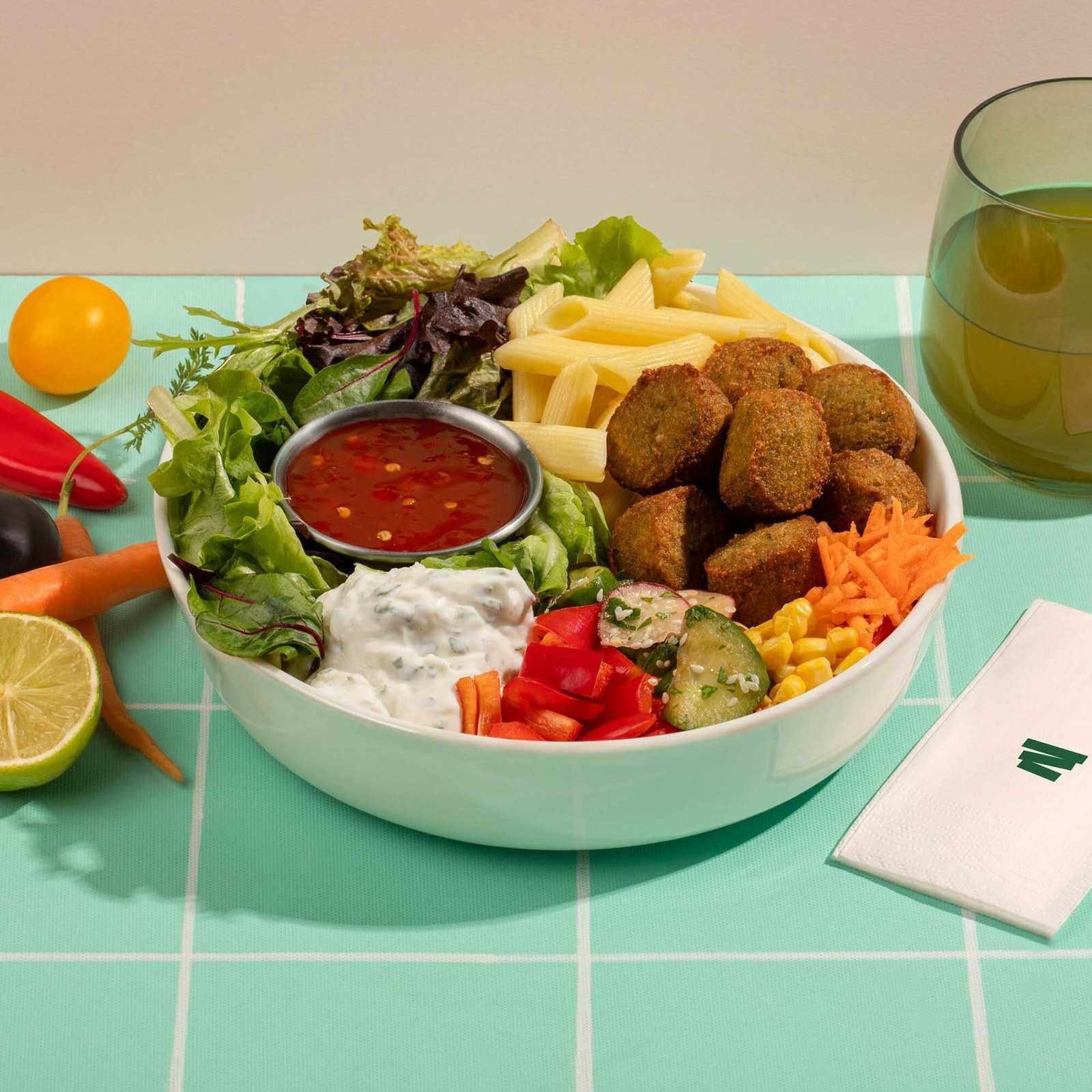 Falafel Makarna Kase