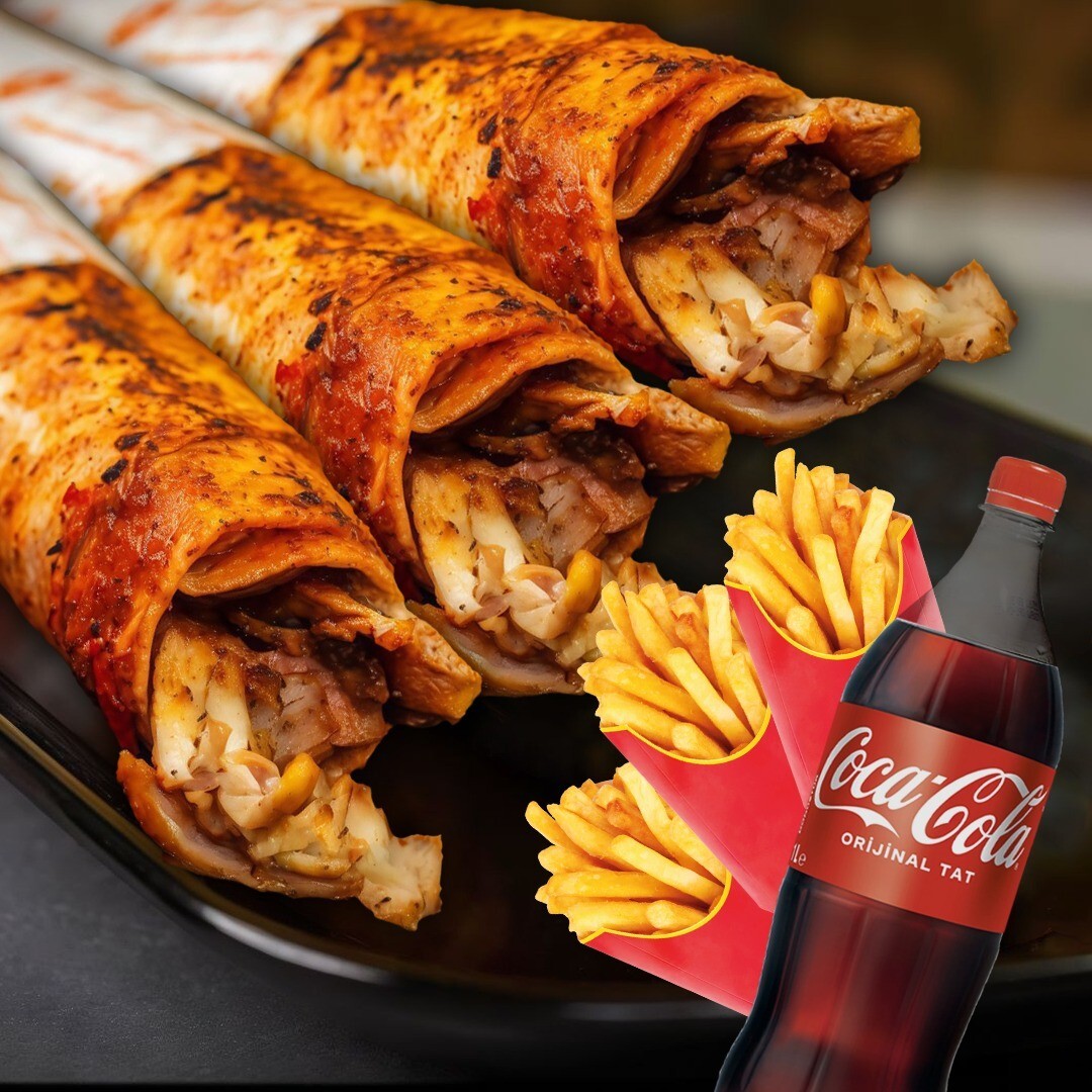 FAB - 3 Medium Dürüm + 3 Patates + (1 lt) Coca Cola
