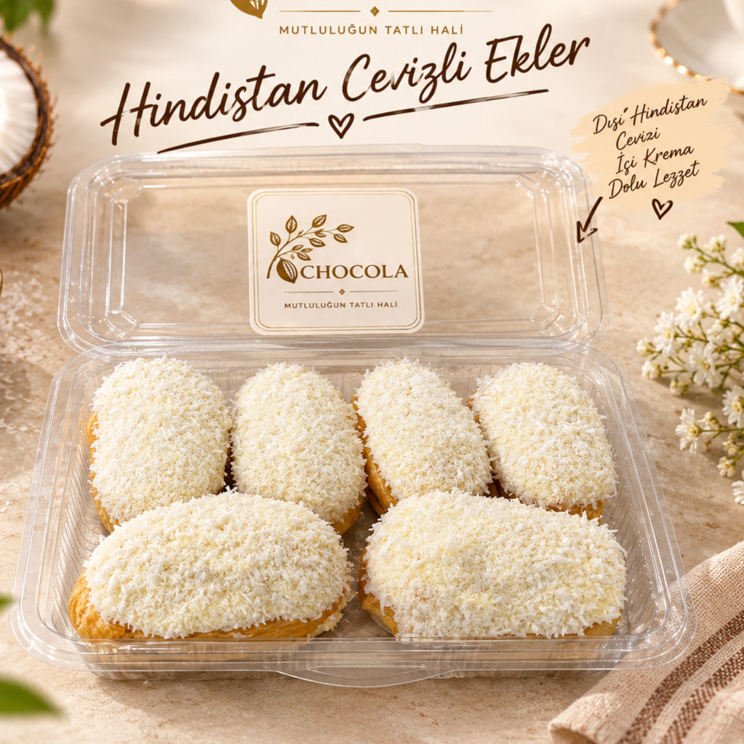 Hindistan Cevizli Ekler Chocostar (6 Adet)