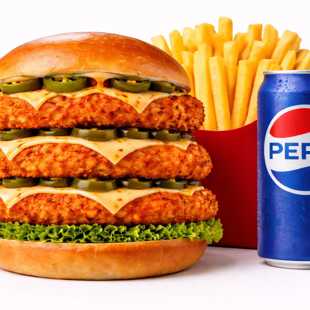 Triple Acılı Tavuk Burger Menu