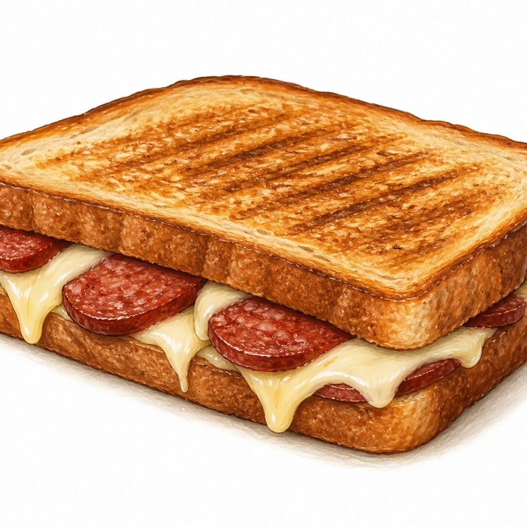 Sucuklu Kaşarlı Yarım Ekmek Tost