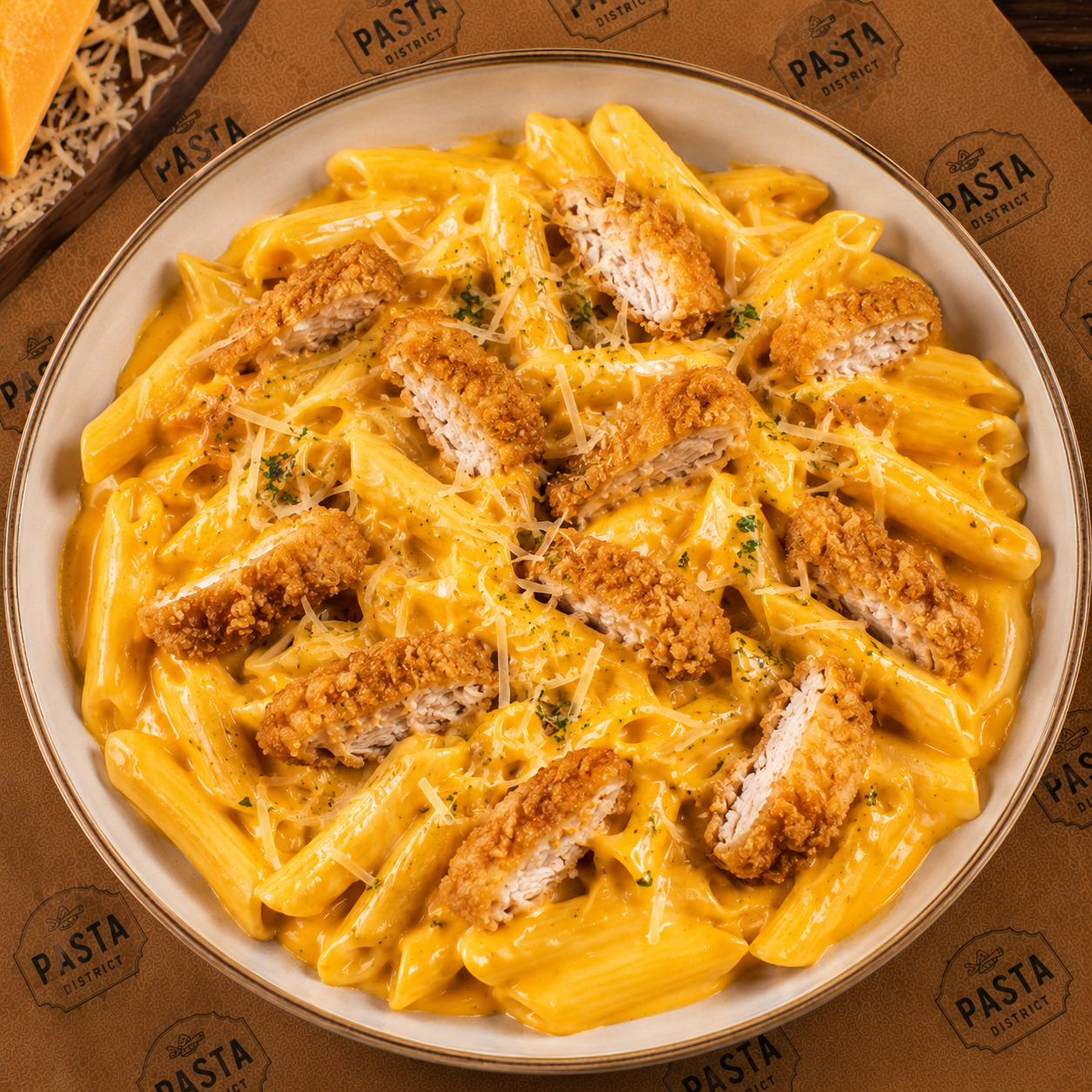 Cheddar Pasta Şinitzel Bowl