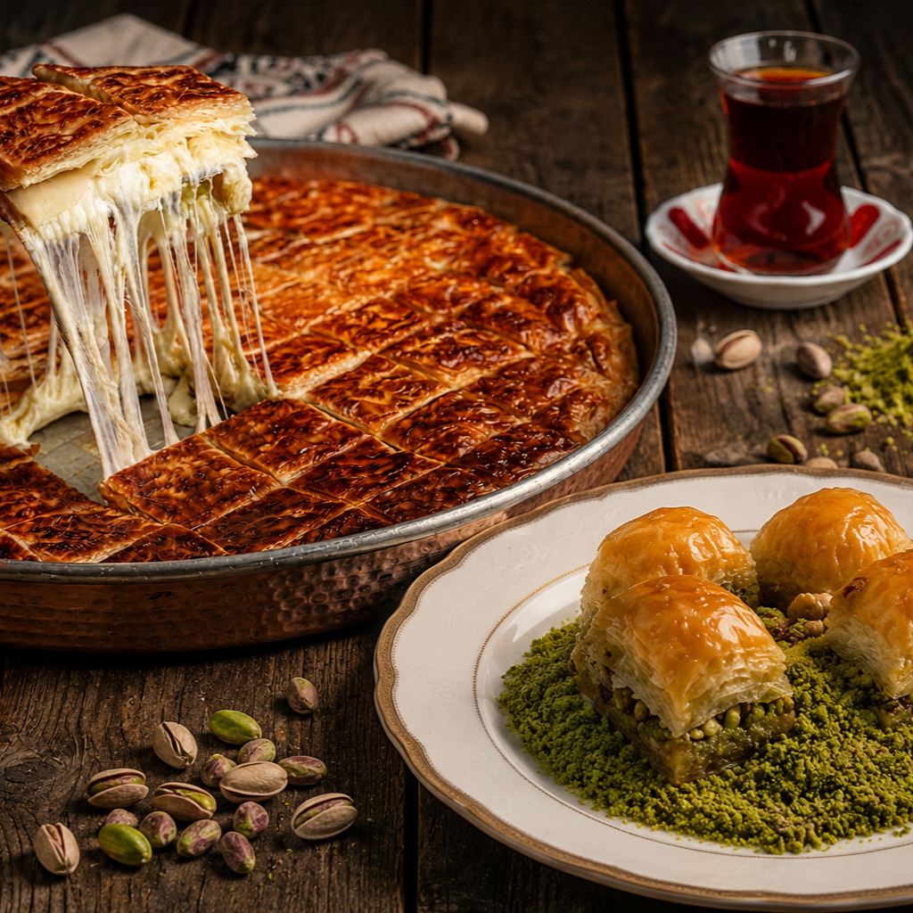 3 Peynirli Adana Böreği (1 kg) + Klasik Fıstıklı Baklava (1 kg)