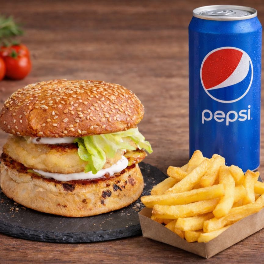 Közzdevich Gurme Tavuk Burger Menü [Gurme Tavuk Burger, + Patates Kızartması + Kutu İçecek]