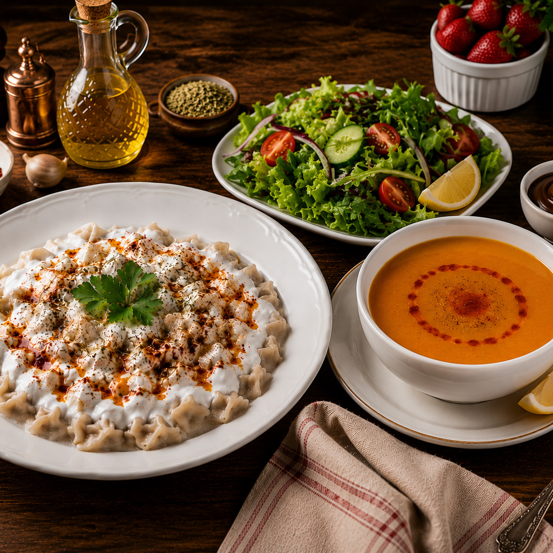 Klasik Mantı + Çorba + Salata Menü