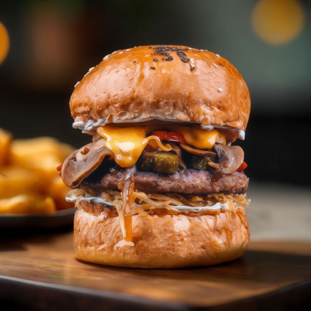 Mushroom Cheeseburger & Patates Kızartması