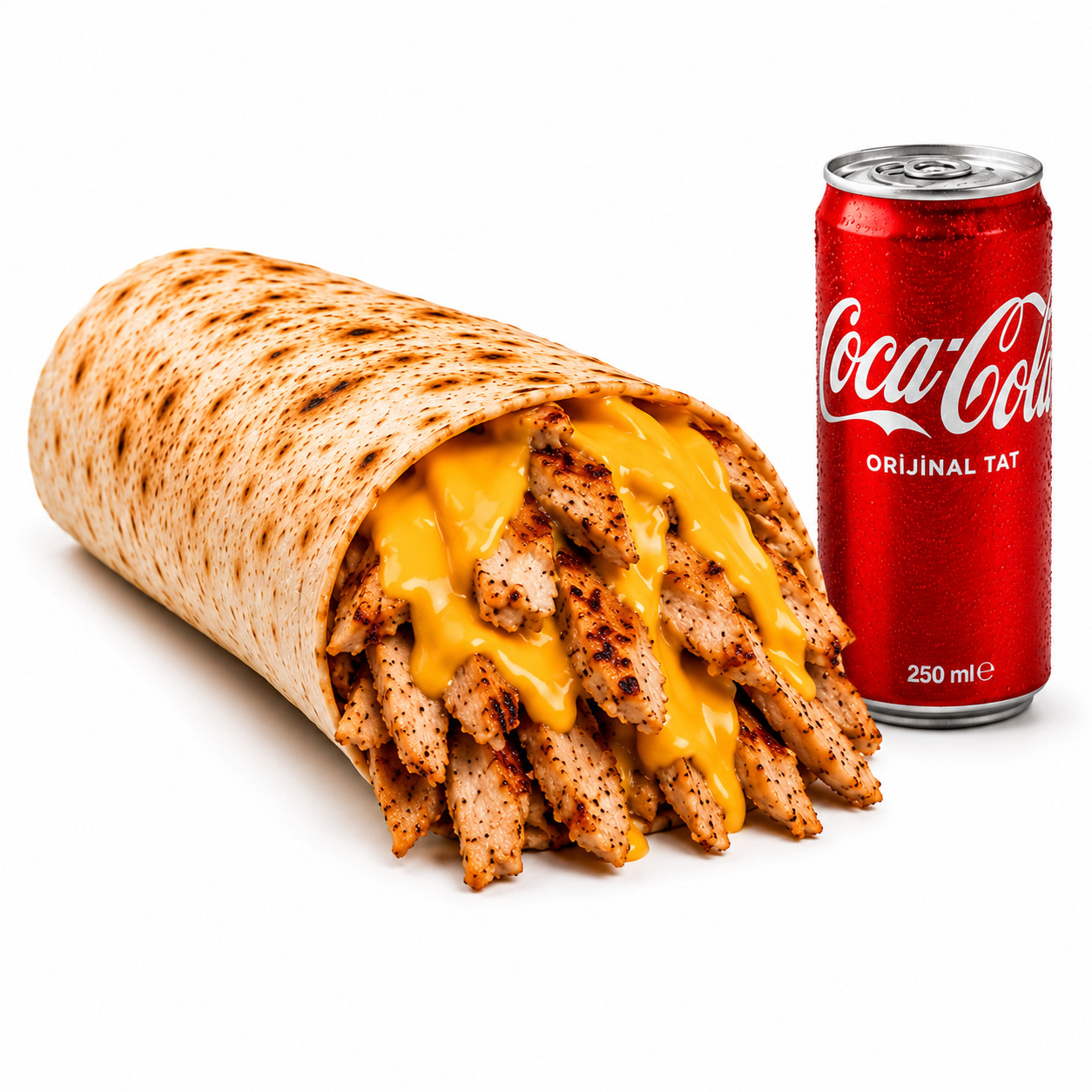 Cheddarlı Zurna Tavuk Döner Dürüm+Patates Kızartması+Coca Cola(250ml)