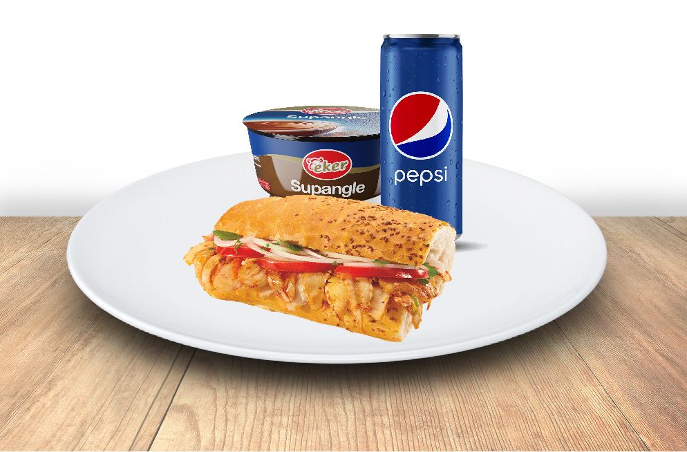 Yarım Ekmek Tavuk Döner (70 gr.) tatlı kutu pepsi