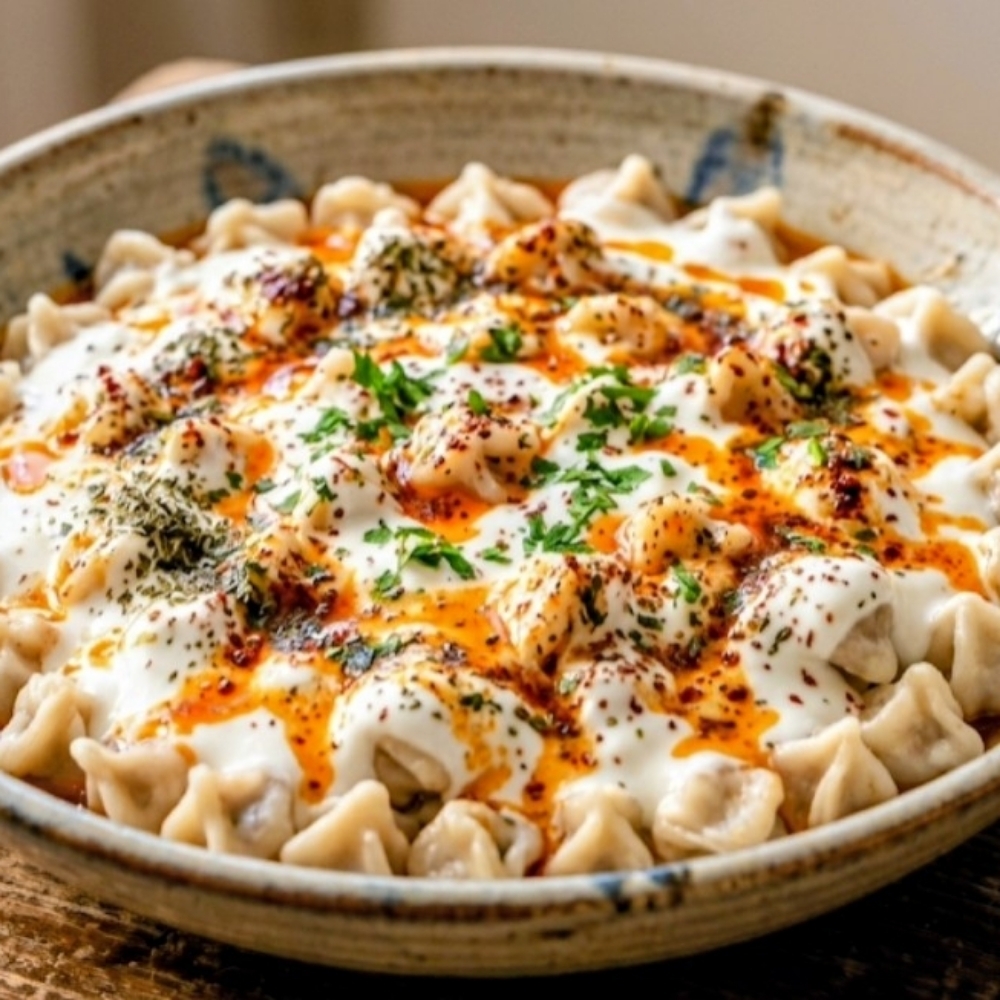 1 Porsiyon ev yapımı kıymalı soslu mantı