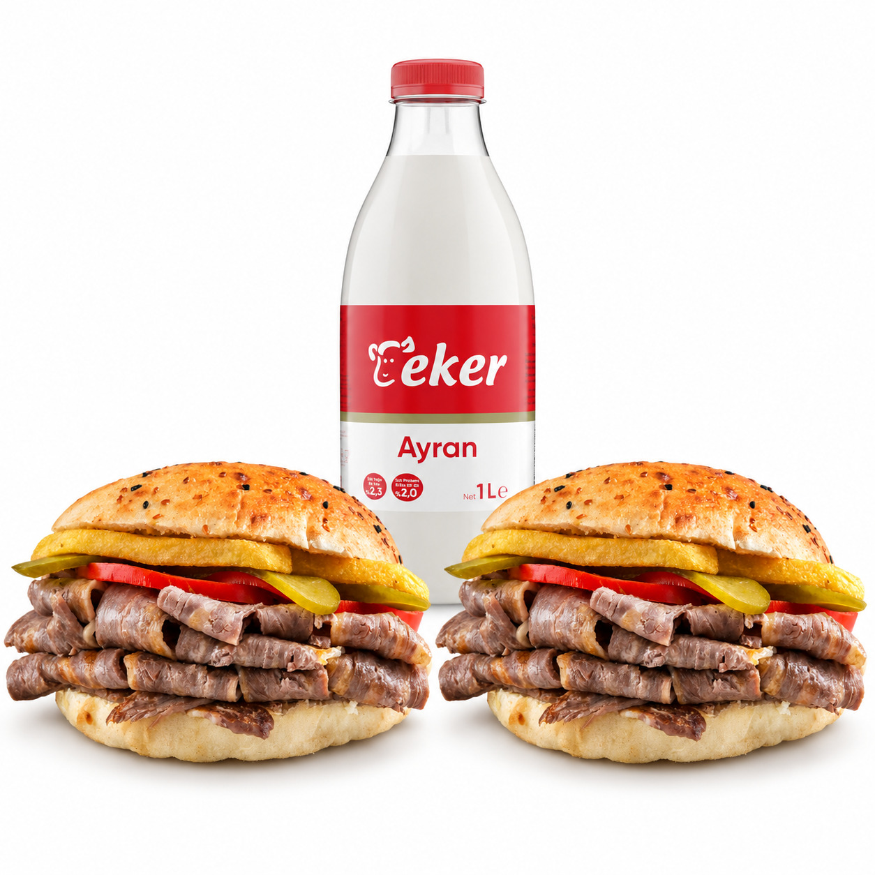 İkili Tombik Et Döner (2 X 120 G) + Eker Ayran (1 L)